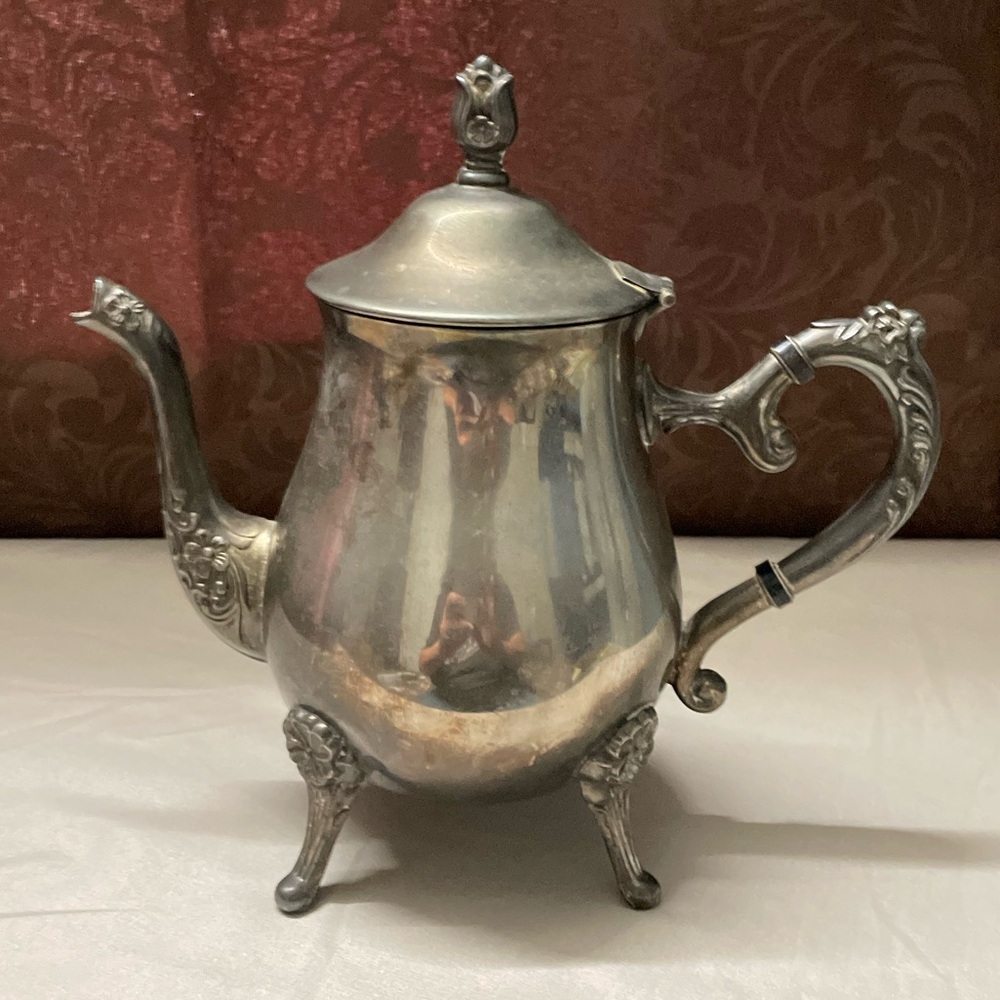 Vintage Silver Plated Small Floral Teapot